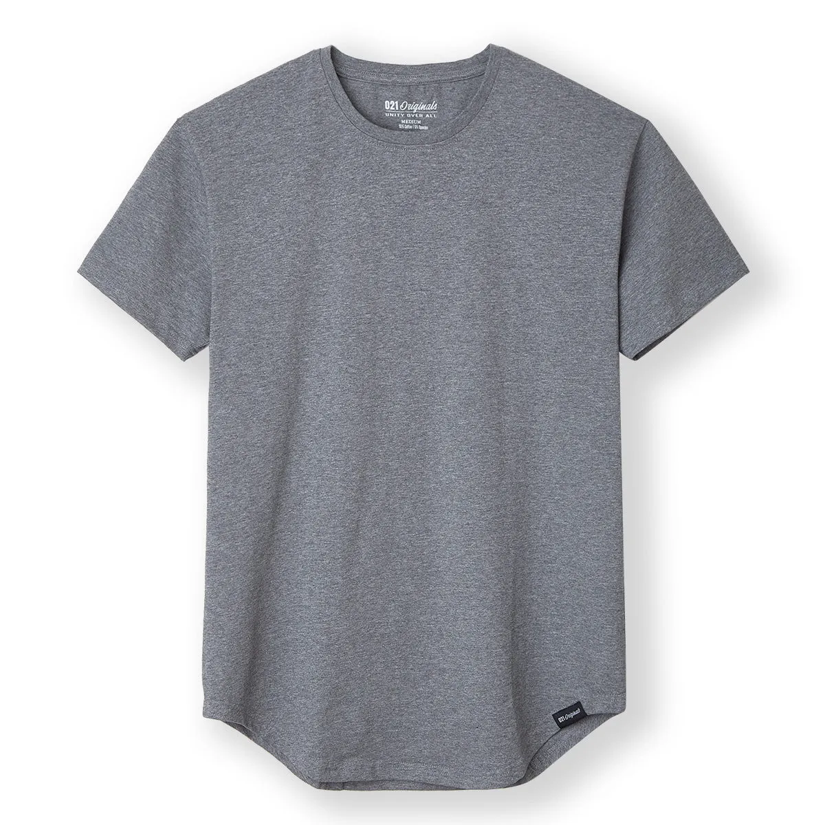021 ESSENTIAL DROP-CUT T-SHIRT - HEATHER GREY