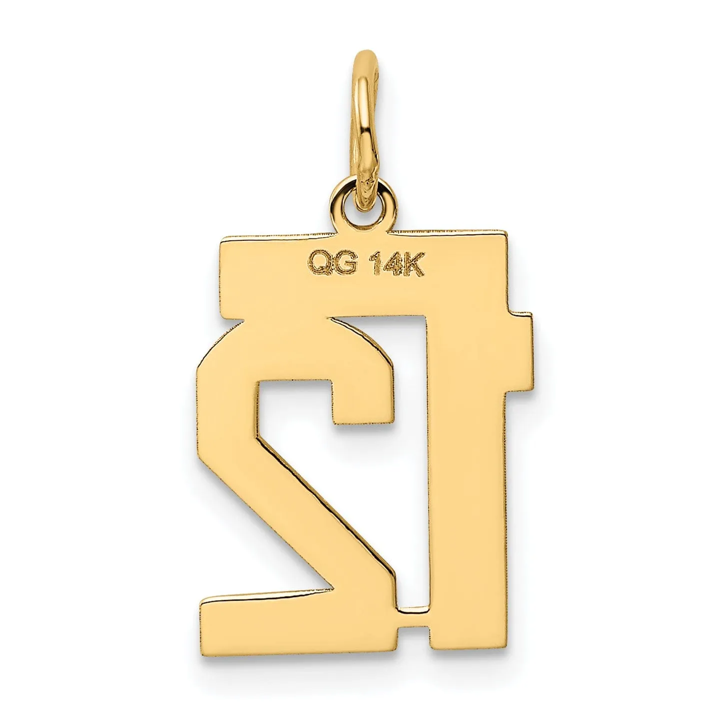 14k Yellow Gold Polished Finish Small Size Number 12 Charm Pendant