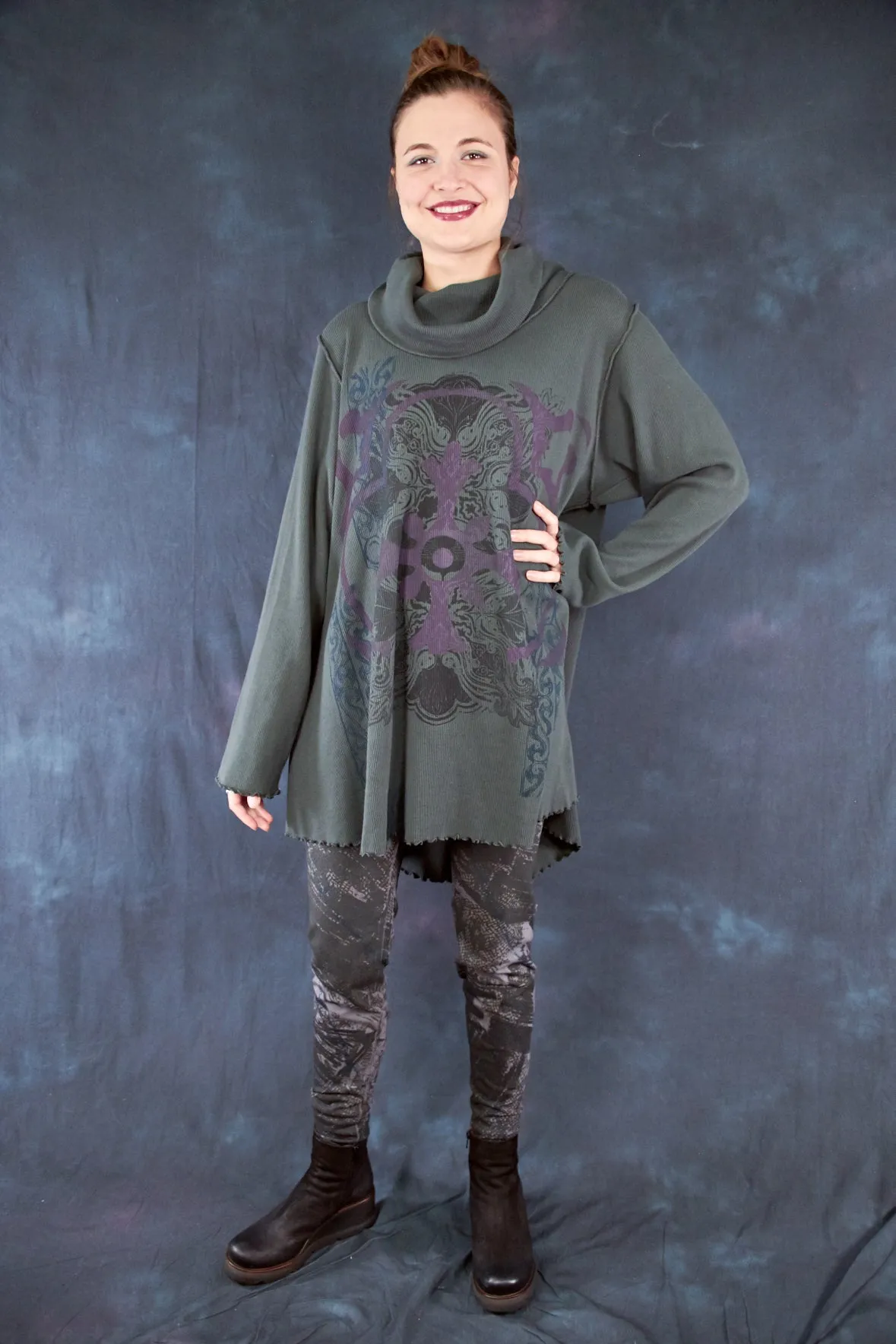 1584B Northern Lights Thermal Tunic Black Olive Drab-Printed