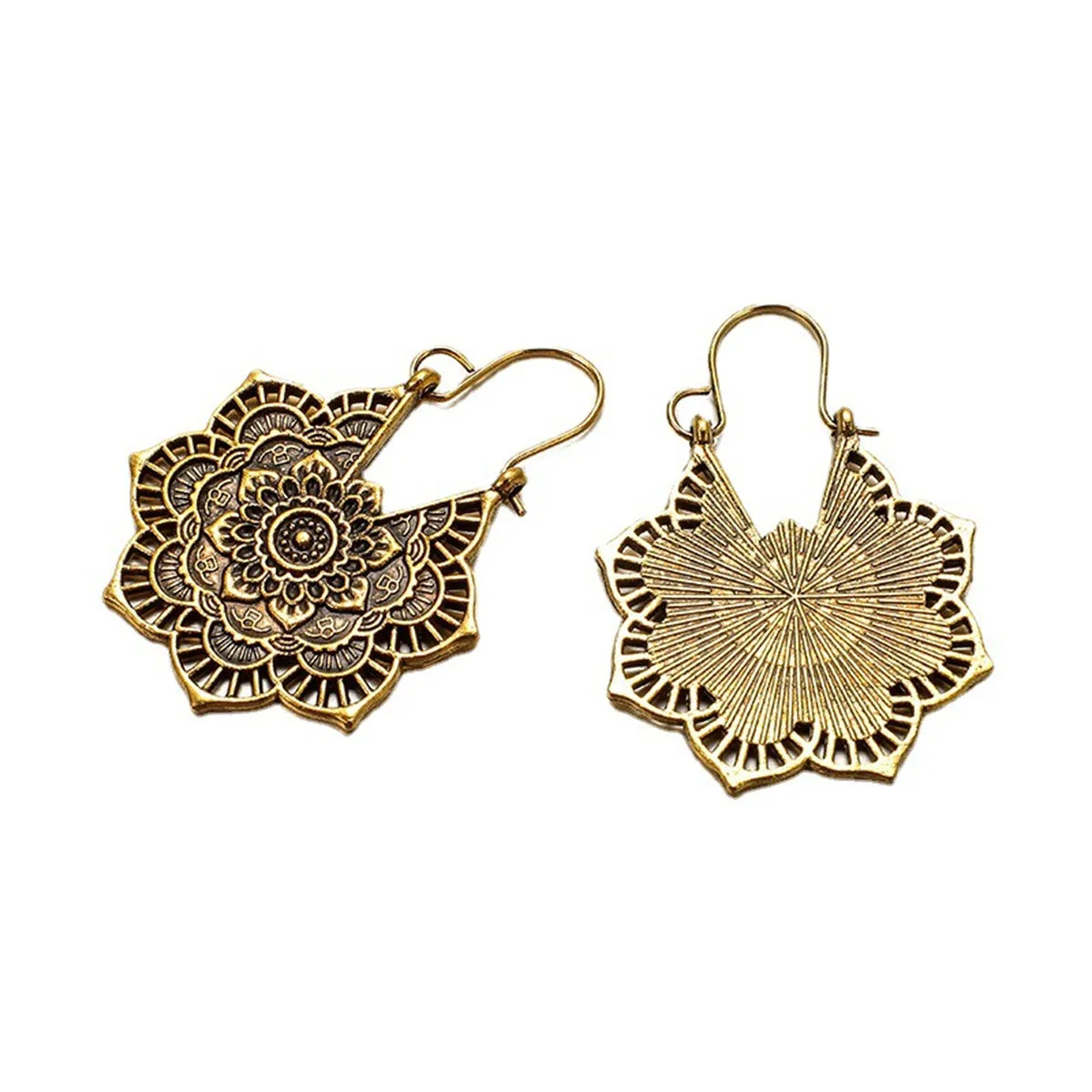 18K Gold-Plated Openwork Flower Drop Earrings