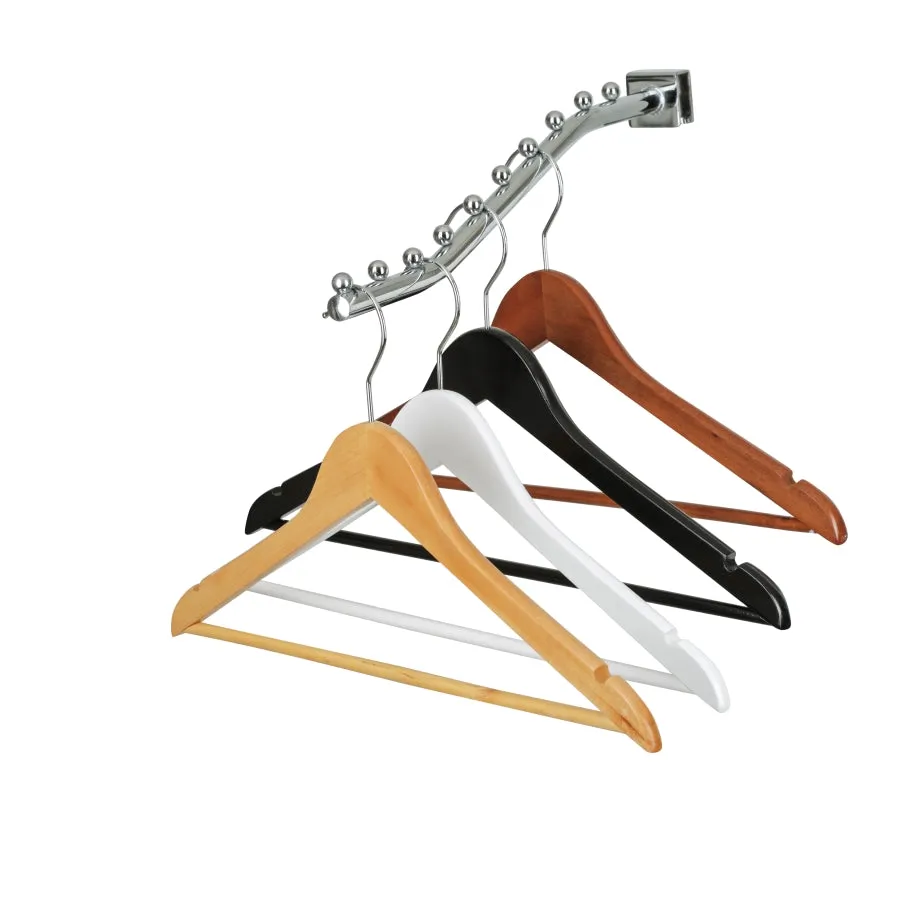 43cm White Wooden Suit Hanger With Bar 12mm thick Sold in Bundle of 10/20/50