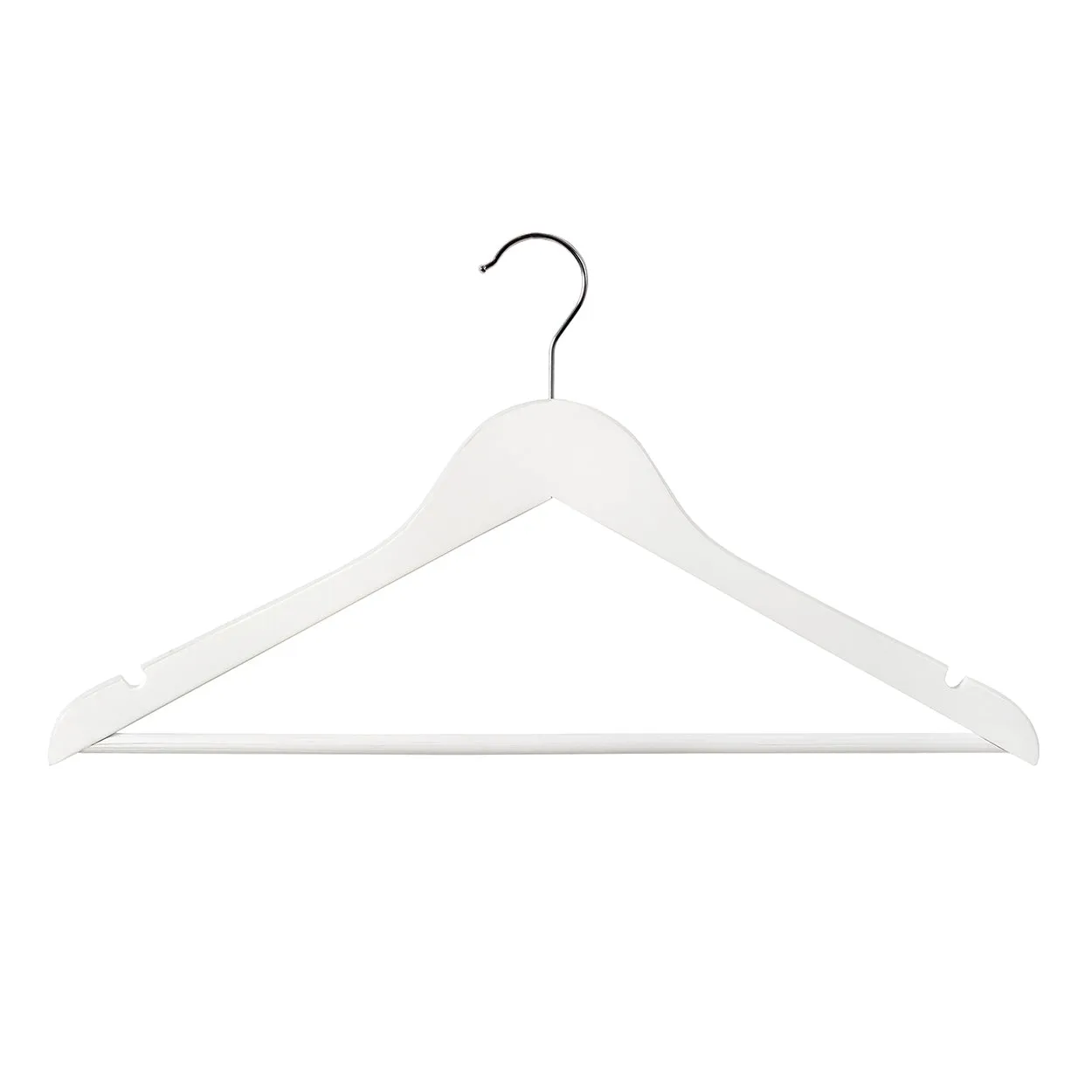 43cm White Wooden Suit Hanger With Bar 12mm thick Sold in Bundle of 10/20/50