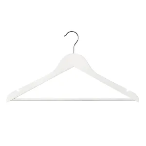 43cm White Wooden Suit Hanger With Bar 12mm thick Sold in Bundle of 10/20/50