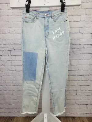 6R BLEACHED A396046 Peace Love World Highwaisted Straight Leg Jeans