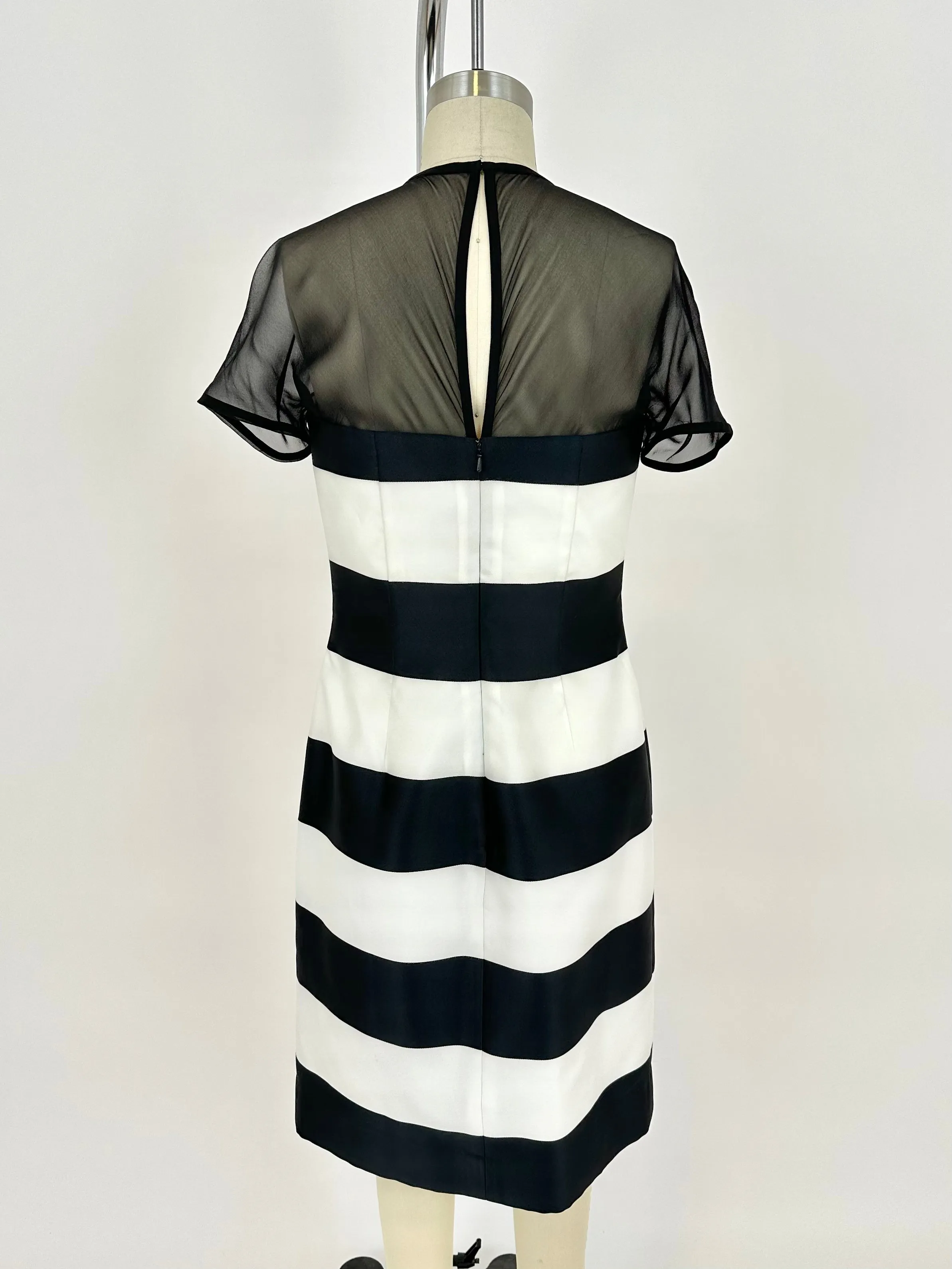 90s Oscar De La Renta Silk Striped Dress
