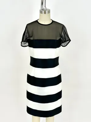 90s Oscar De La Renta Silk Striped Dress