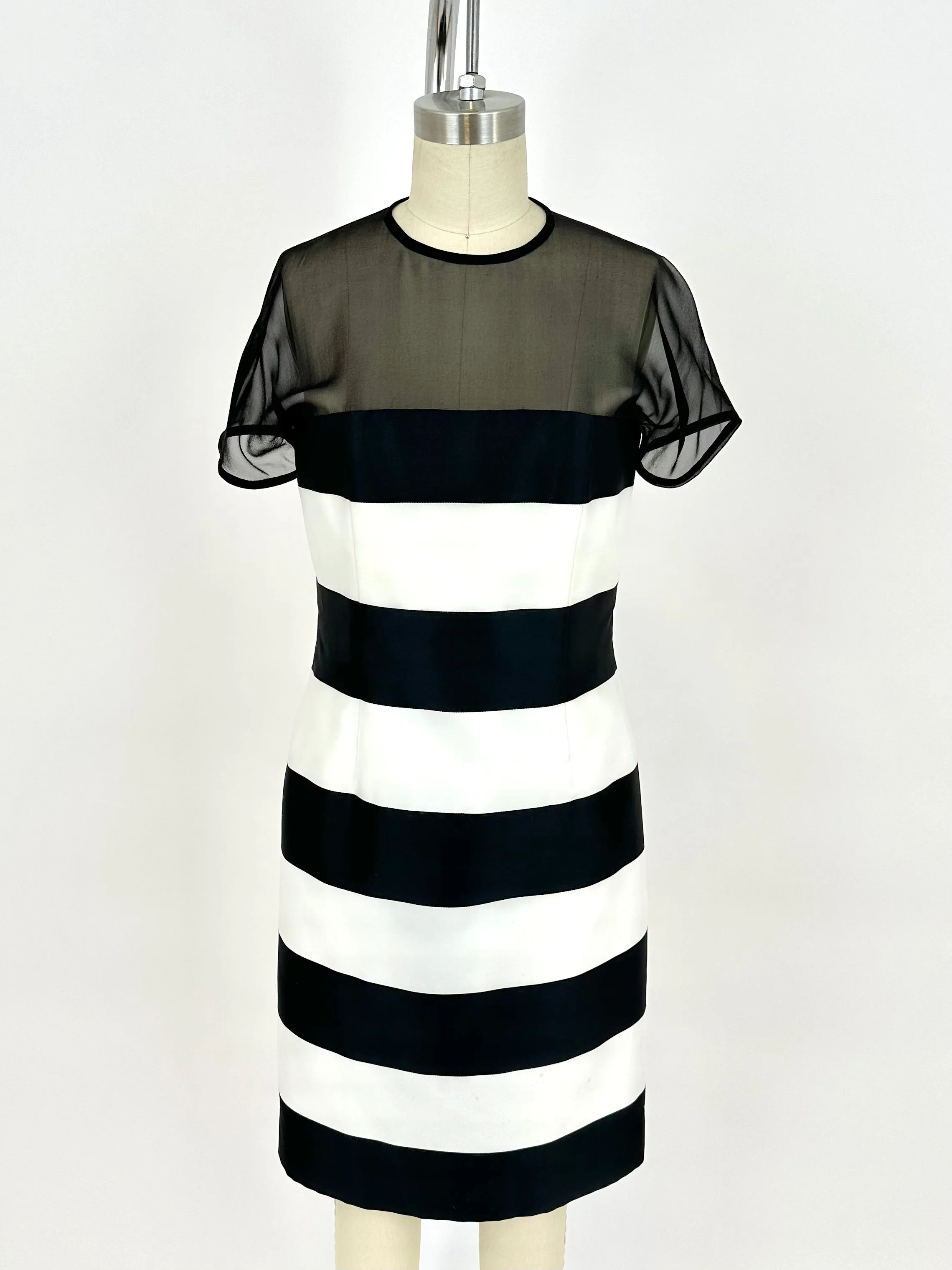 90s Oscar De La Renta Silk Striped Dress