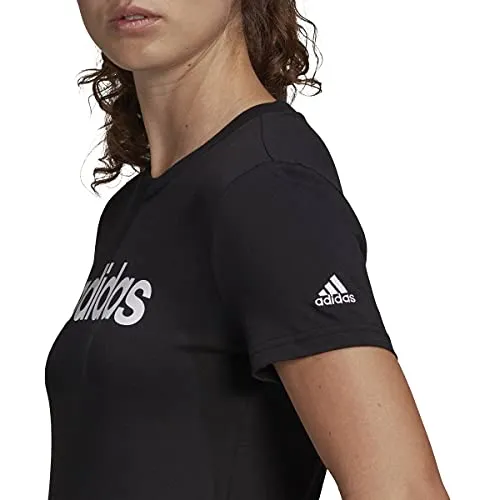 Adidas Women's Slim fit T-Shirt (DP2361_Black/White Medium)