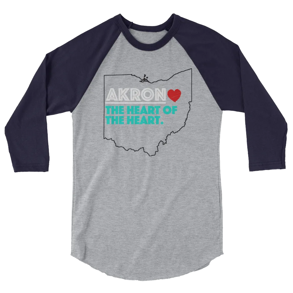 Akron Heart 3/4 Sleeve Raglan Shirt