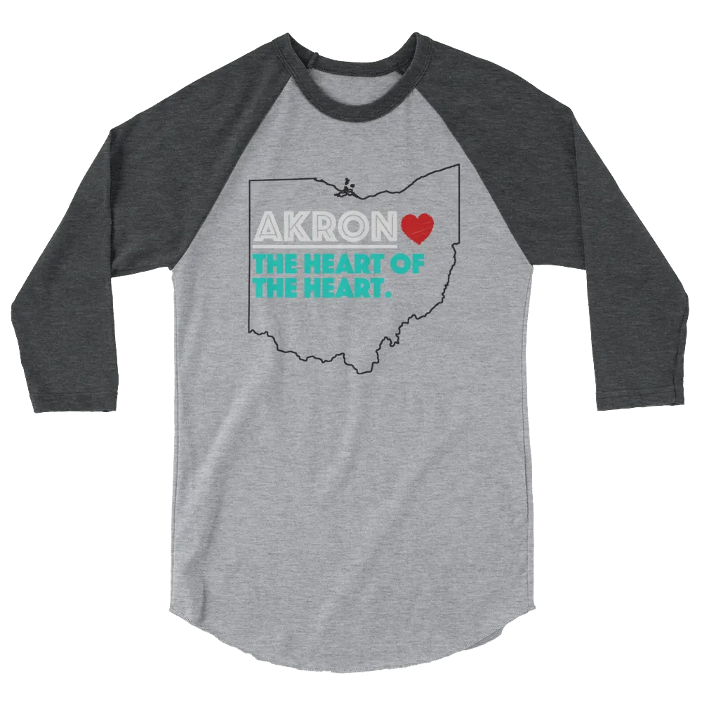 Akron Heart 3/4 Sleeve Raglan Shirt