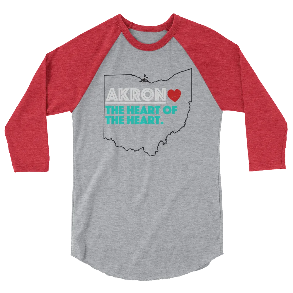 Akron Heart 3/4 Sleeve Raglan Shirt