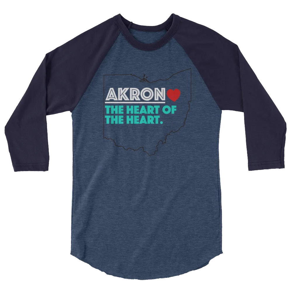 Akron Heart 3/4 Sleeve Raglan Shirt