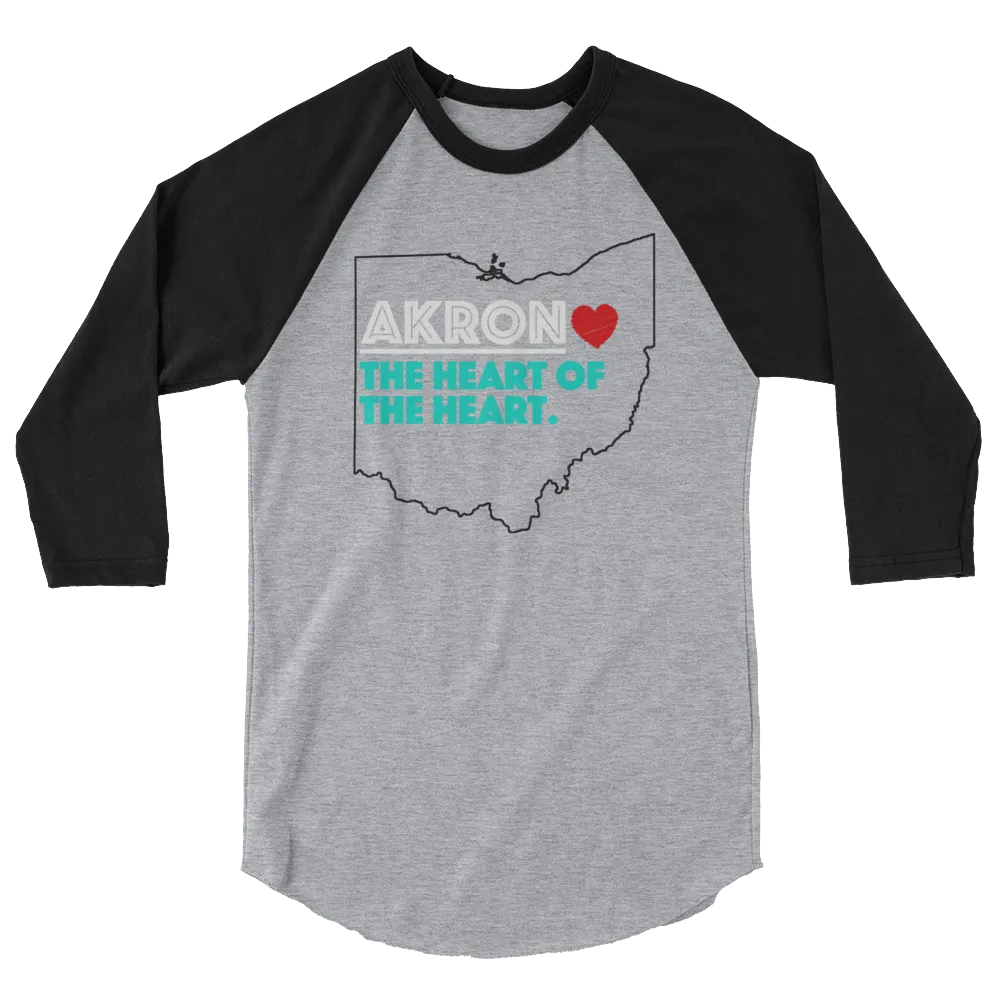 Akron Heart 3/4 Sleeve Raglan Shirt
