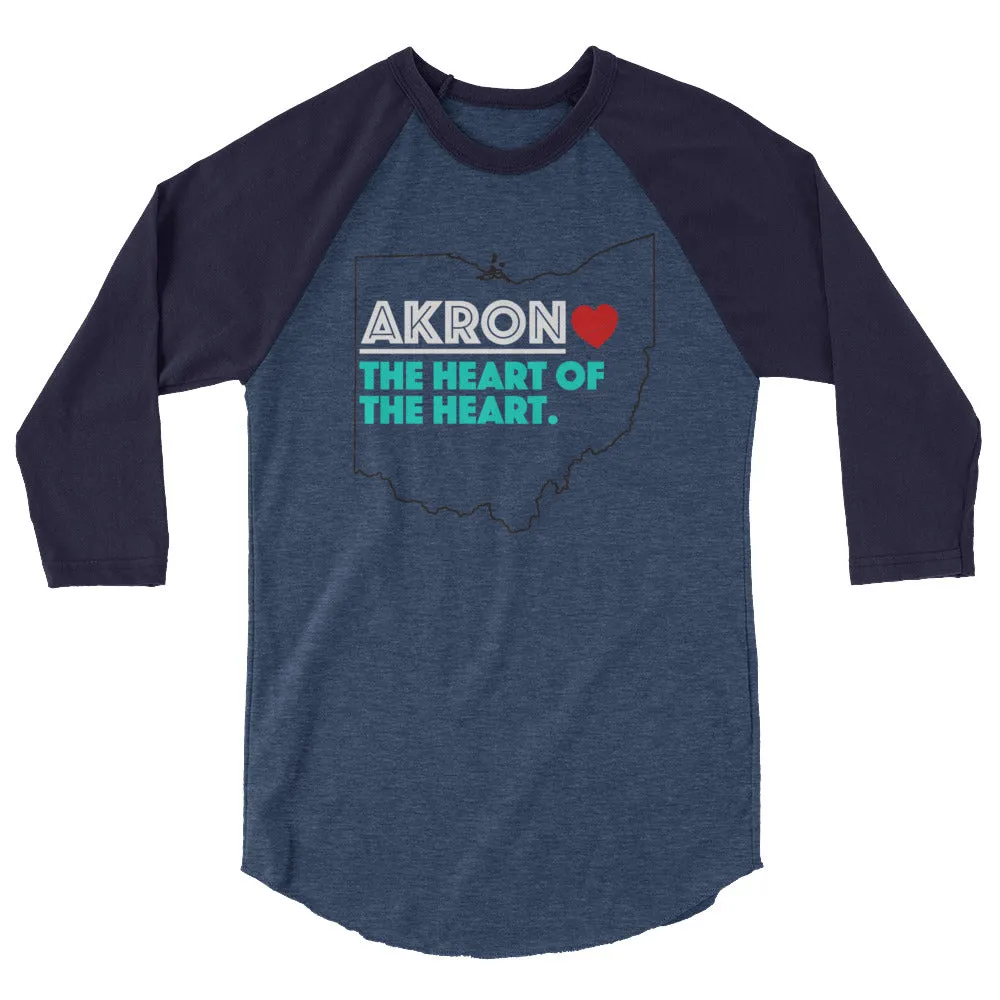 Akron Heart 3/4 Sleeve Raglan Shirt