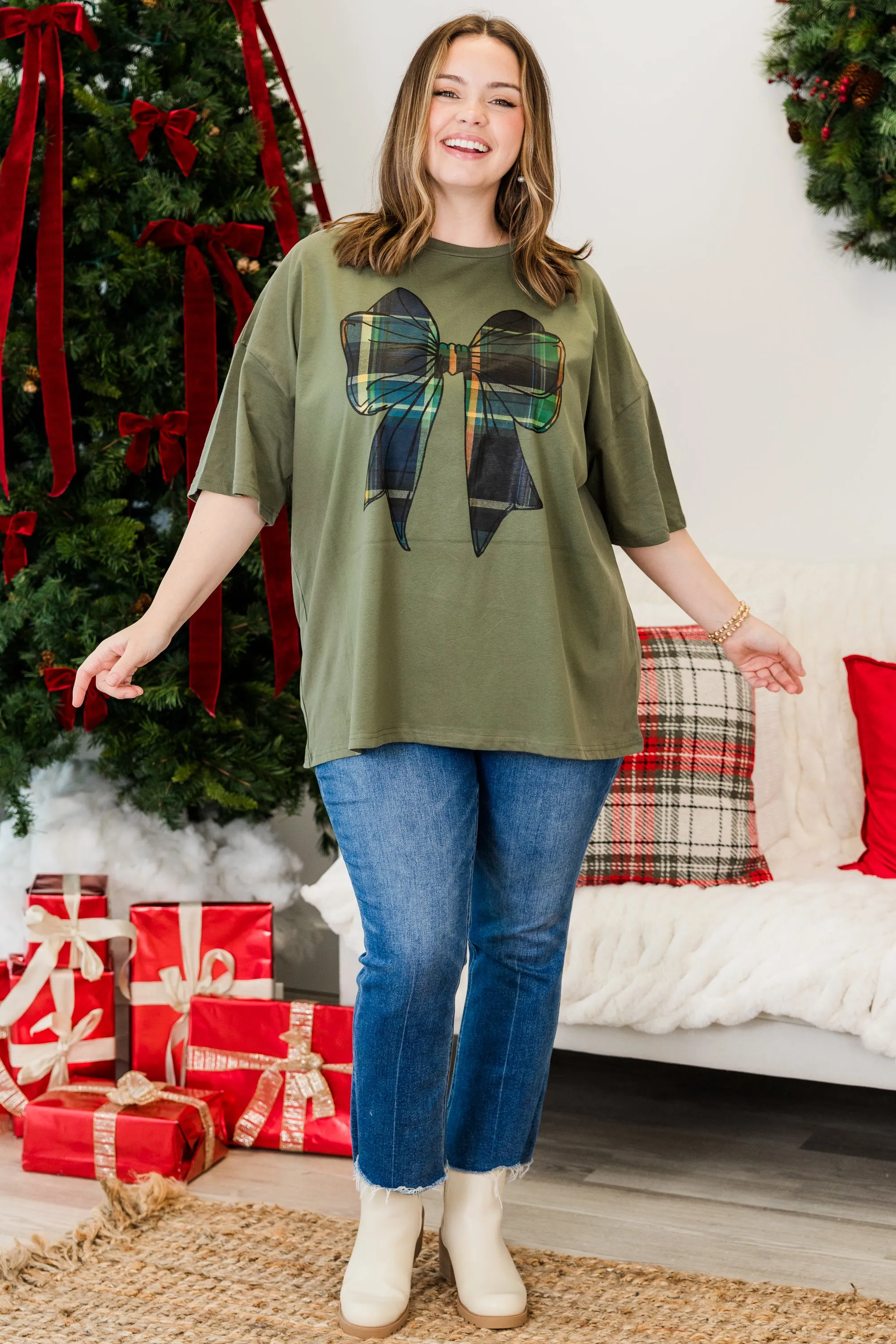 All Tied Up Boyfriend Tee, Moss