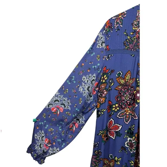 Anthropologie Diana Pintucked Floral Long Sleeve Tunic Dress M