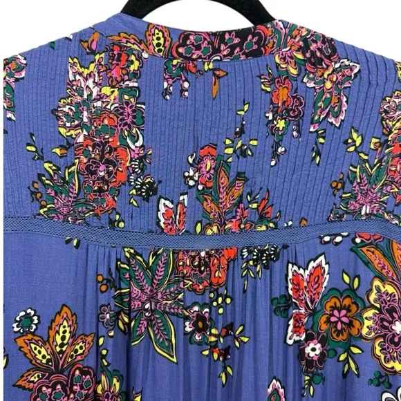 Anthropologie Diana Pintucked Floral Long Sleeve Tunic Dress M