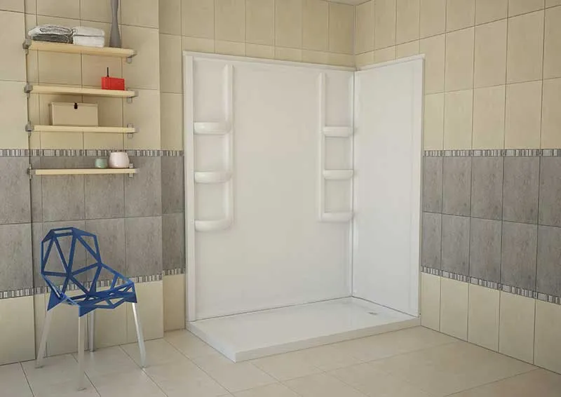 Anzzi Lex-Class 60 in. x 36 in. x 74 in. 2-piece DIY Friendly Corner Shower Surround in White