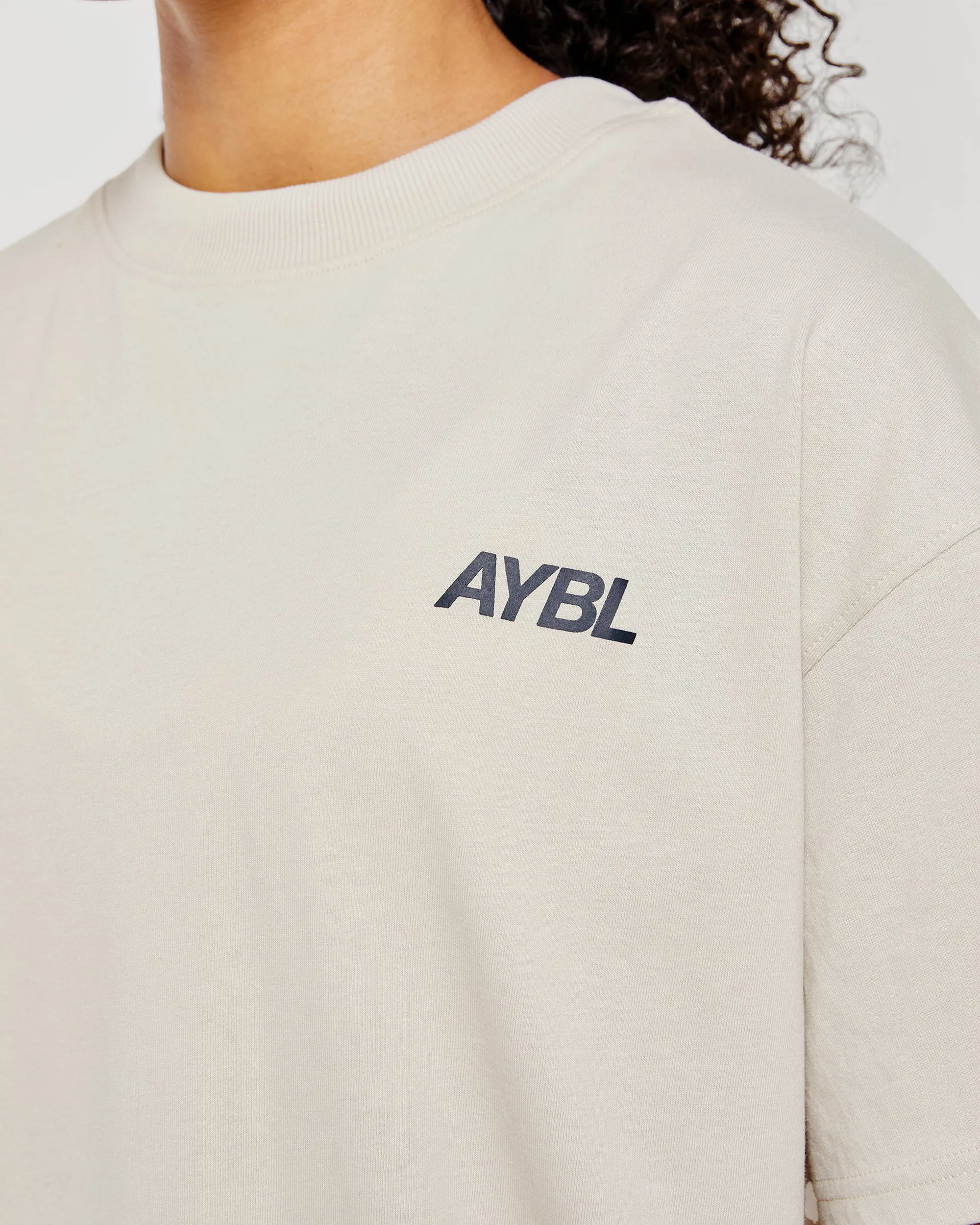 AYBL Sports Club Oversized T Shirt - Sand/Navy