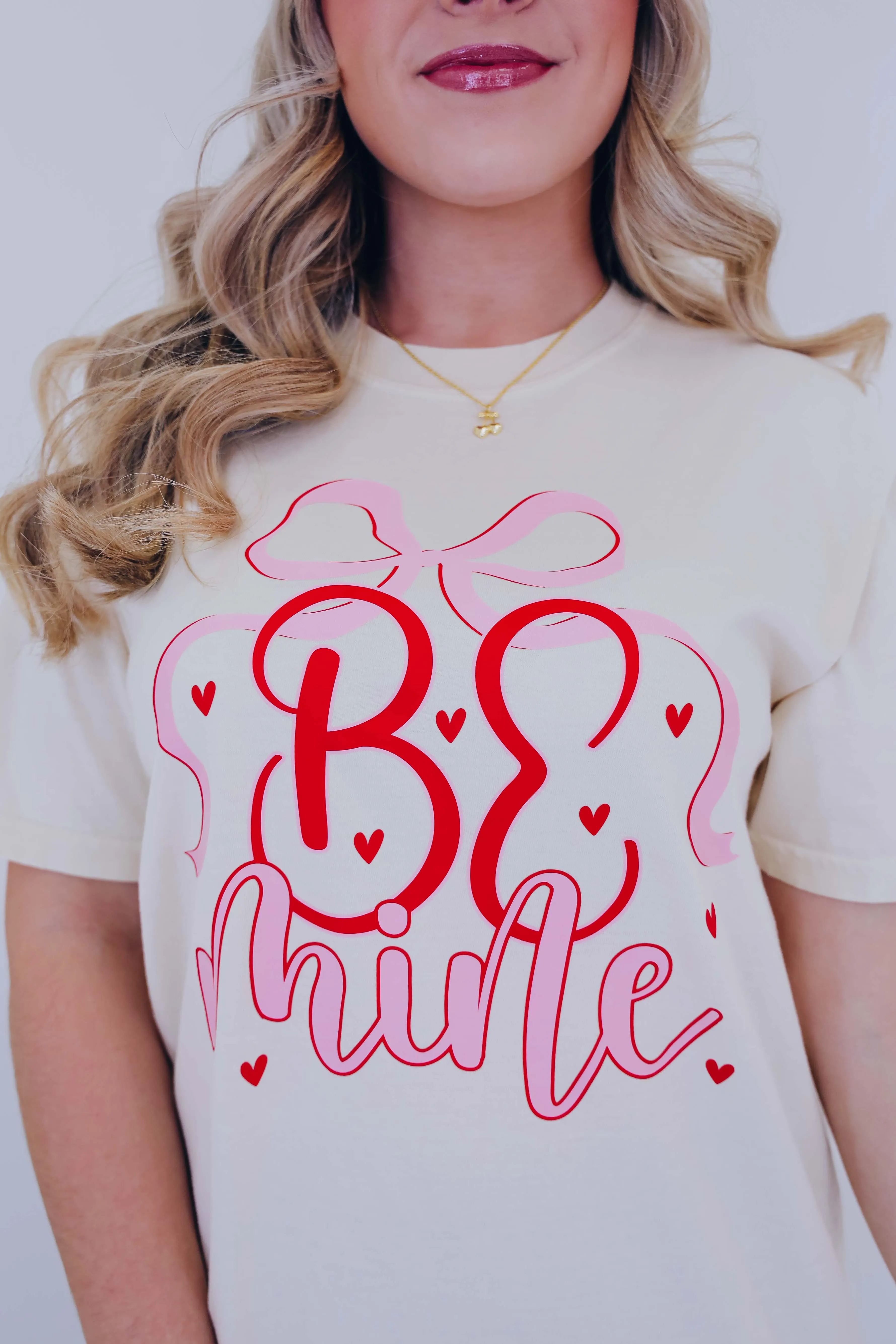 Be Mine Bow Comfort Colors Graphic Tee S-3X
