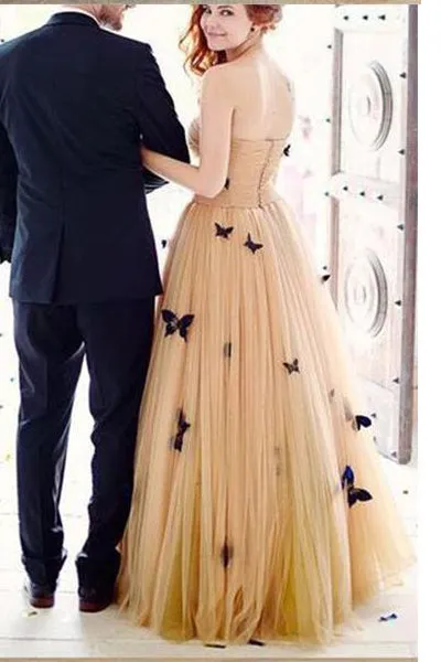 Beautiful Long Butterfly Sweetheart Ruffles Wedding Dress Bridal Gown OK921