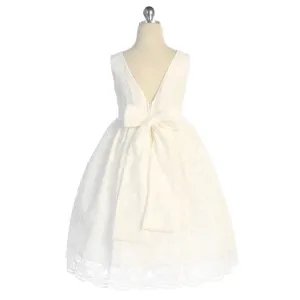 Belle of the Ball Dress - White Full Lace Pearl Sash