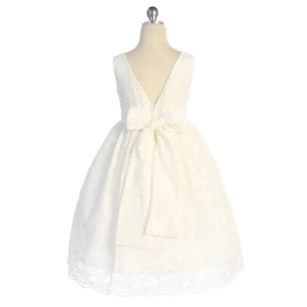 Belle of the Ball Dress - White Full Lace Pearl Sash