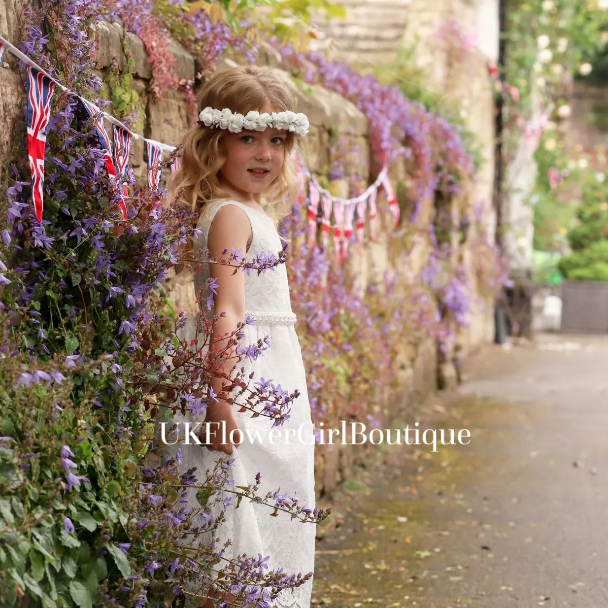 Belle of the Ball Dress - White Full Lace Pearl Sash