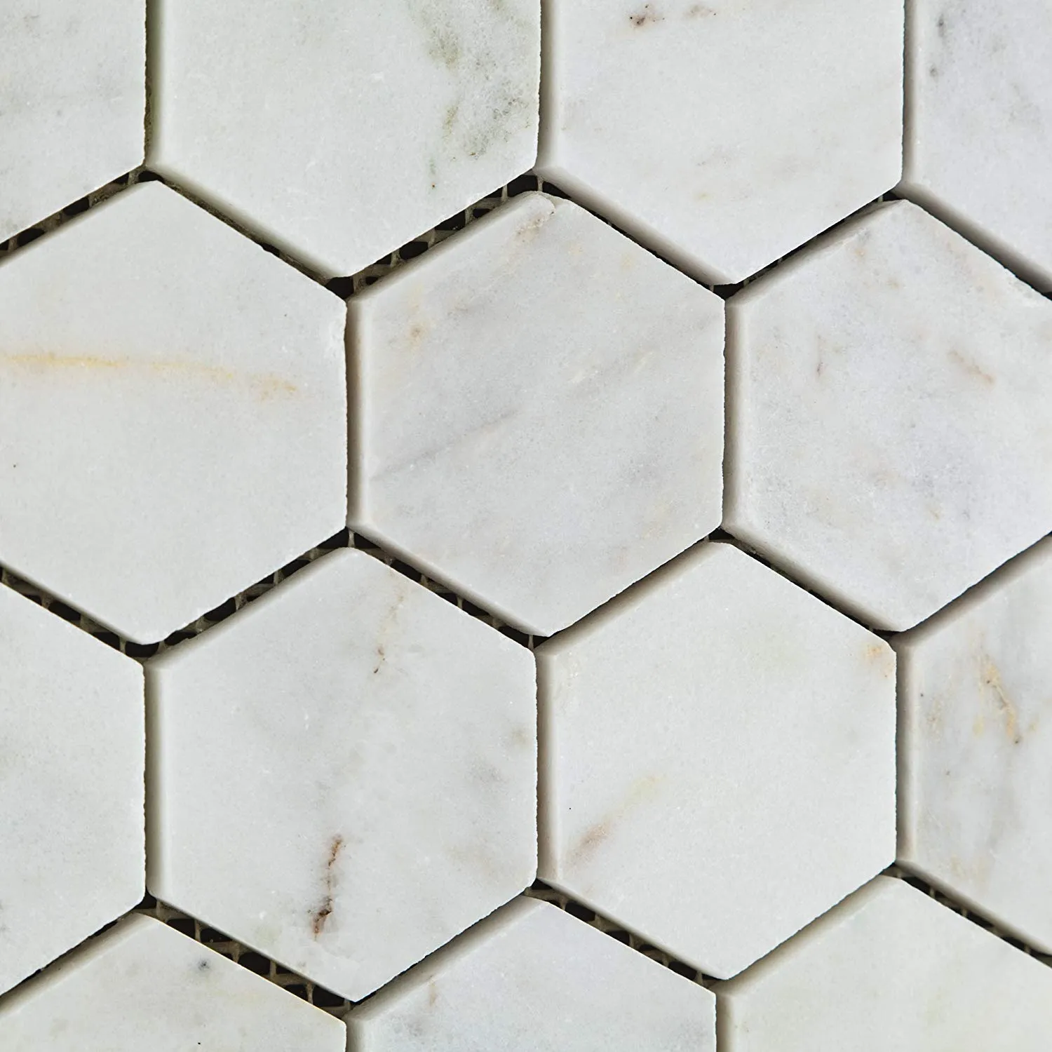 Bianco Venatino Carrara White Carrera Marble Polished 2 inch (2 X 2) Hexagon Mosaic Tile - Box of 5 Sheets
