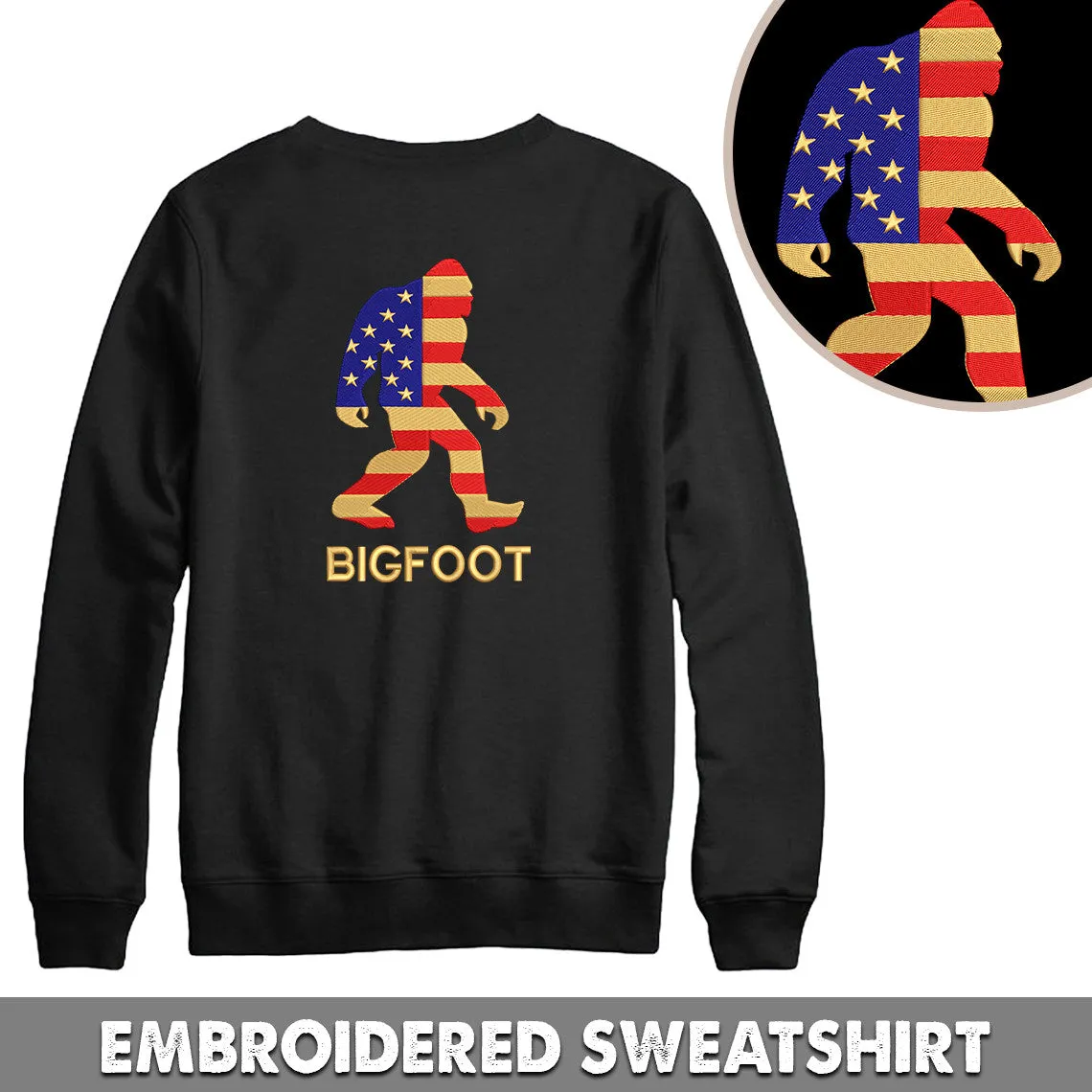Bigfoot USA Embroidered Hoodie, Embroidered Sweatshirt