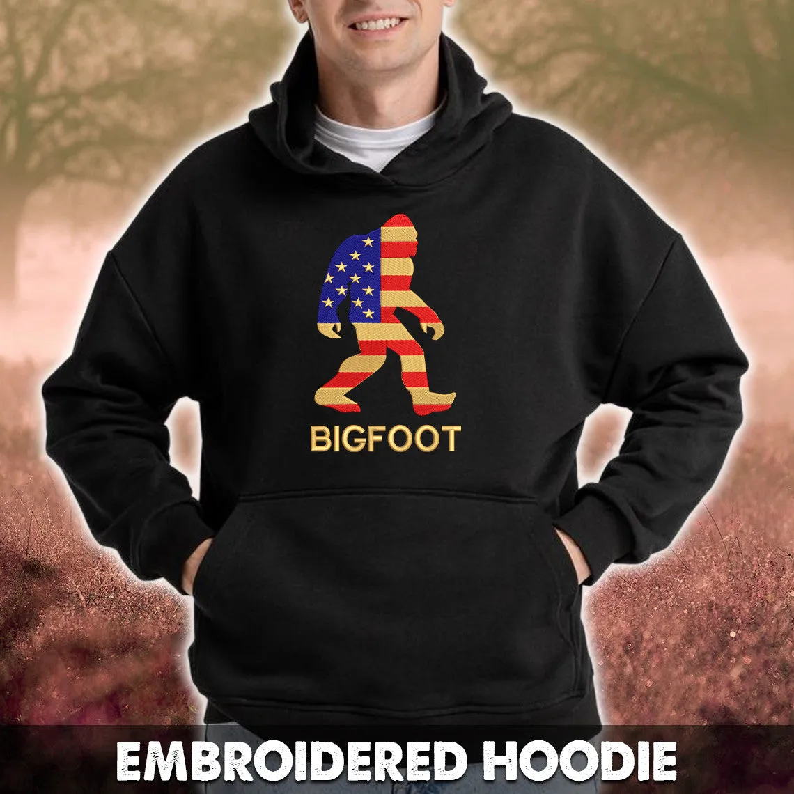 Bigfoot USA Embroidered Hoodie, Embroidered Sweatshirt