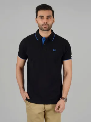 Black Solid Slim Fit Polo T-Shirt | Greenfibre