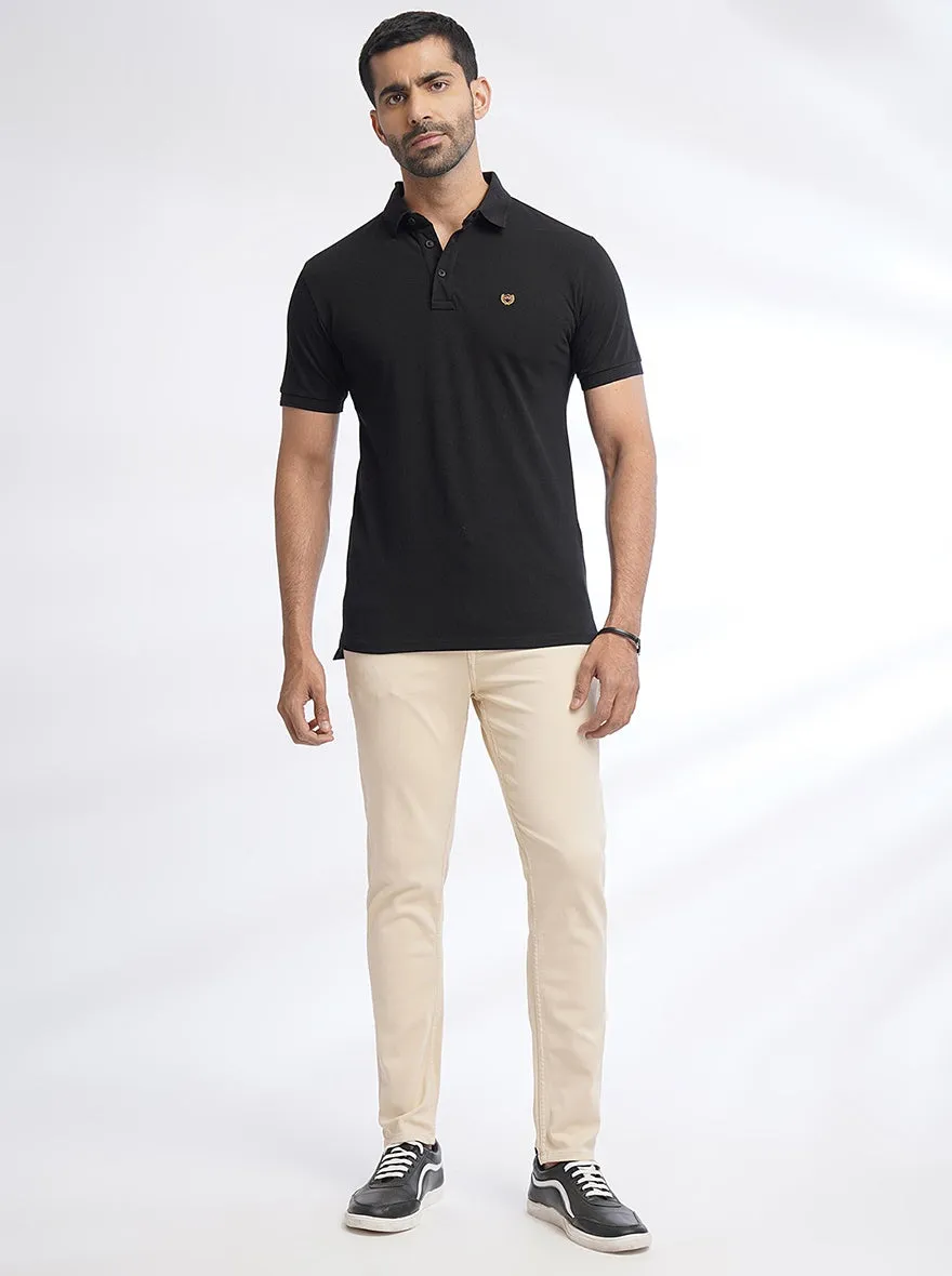 Black Solid Slim Fit Polo T-Shirt | JadeBlue