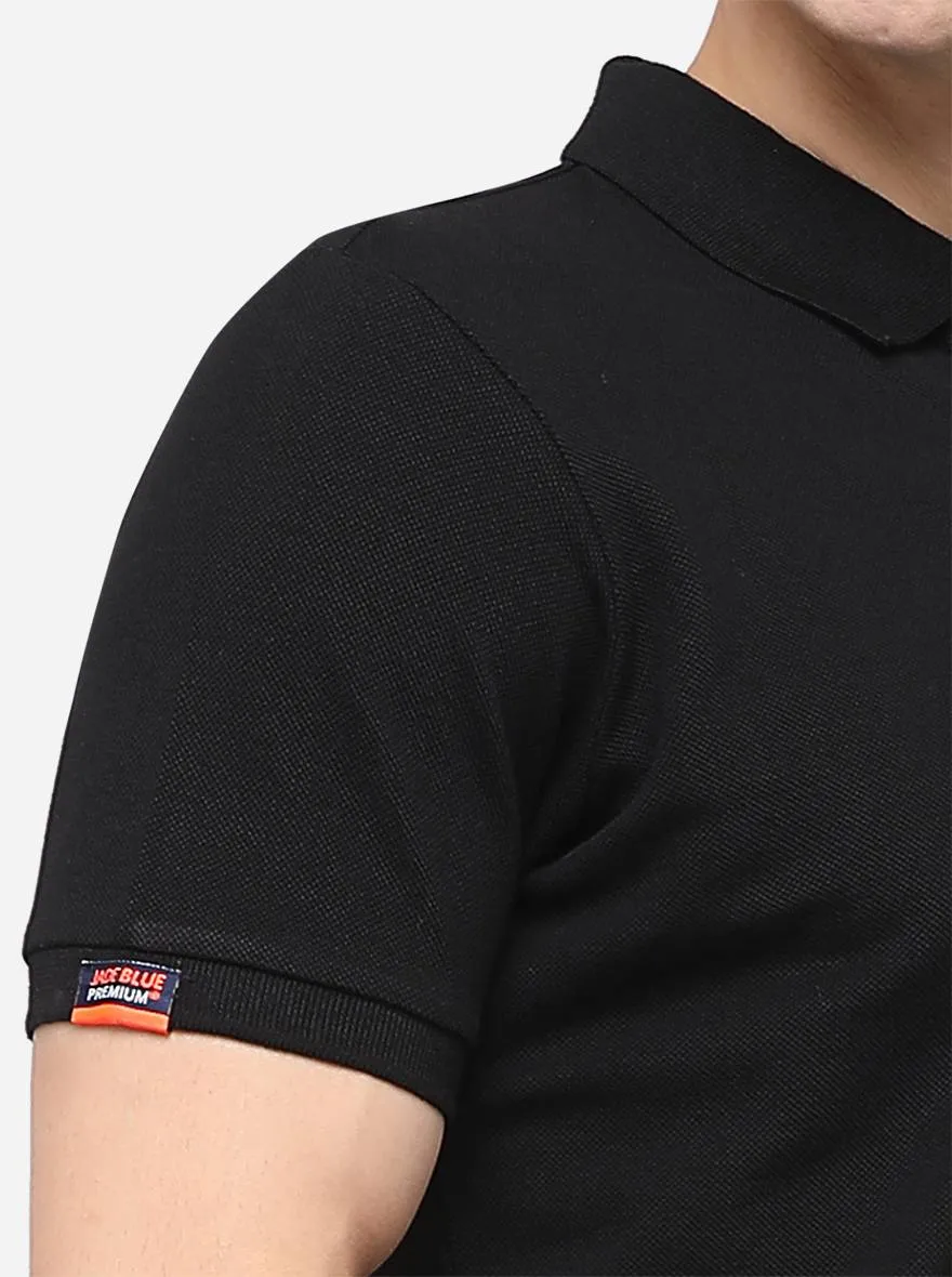 Black Solid Slim Fit Polo T-Shirt | JadeBlue