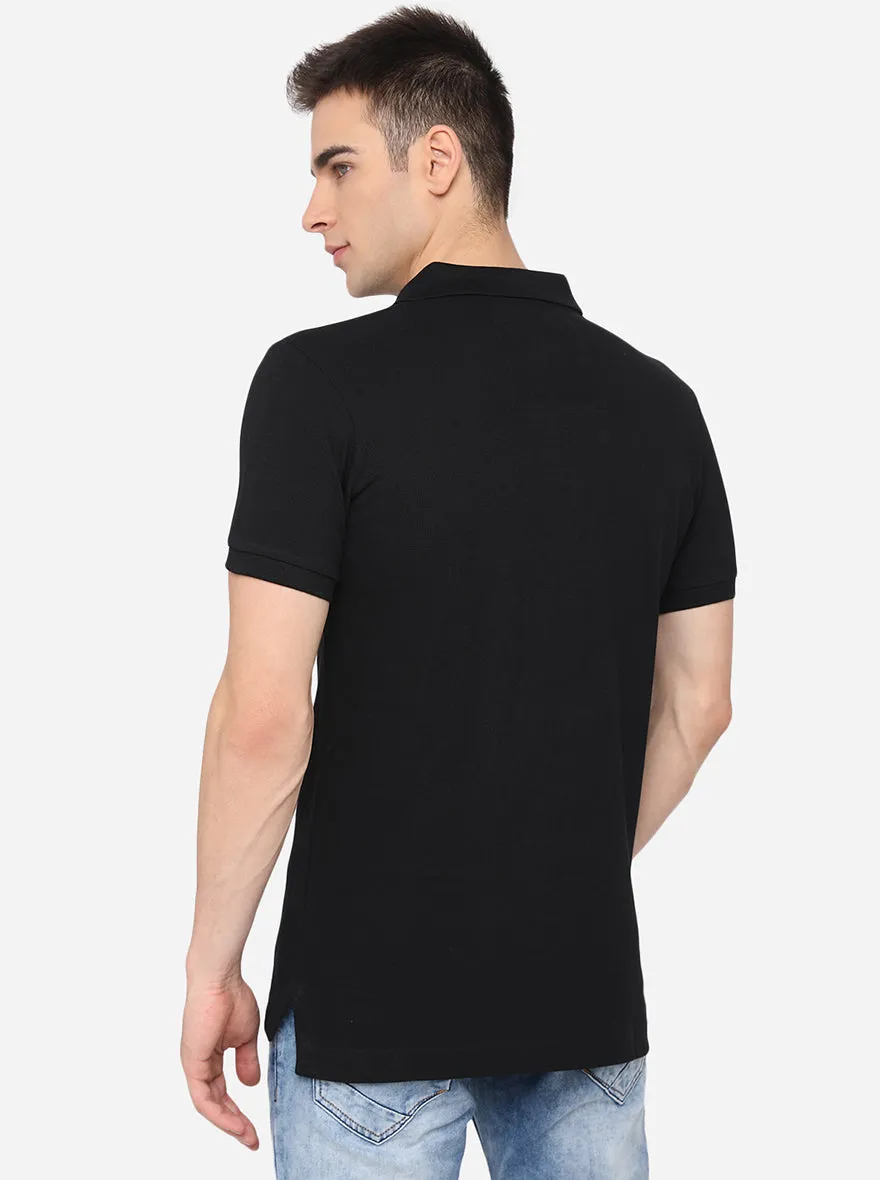 Black Solid Slim Fit Polo T-Shirt | JadeBlue