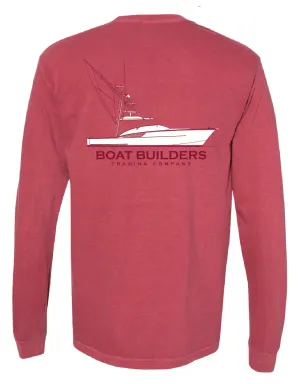 Boat Builders Trading Co. Long Sleeve Walk Around Line Drawing- Sea Buoy Red
