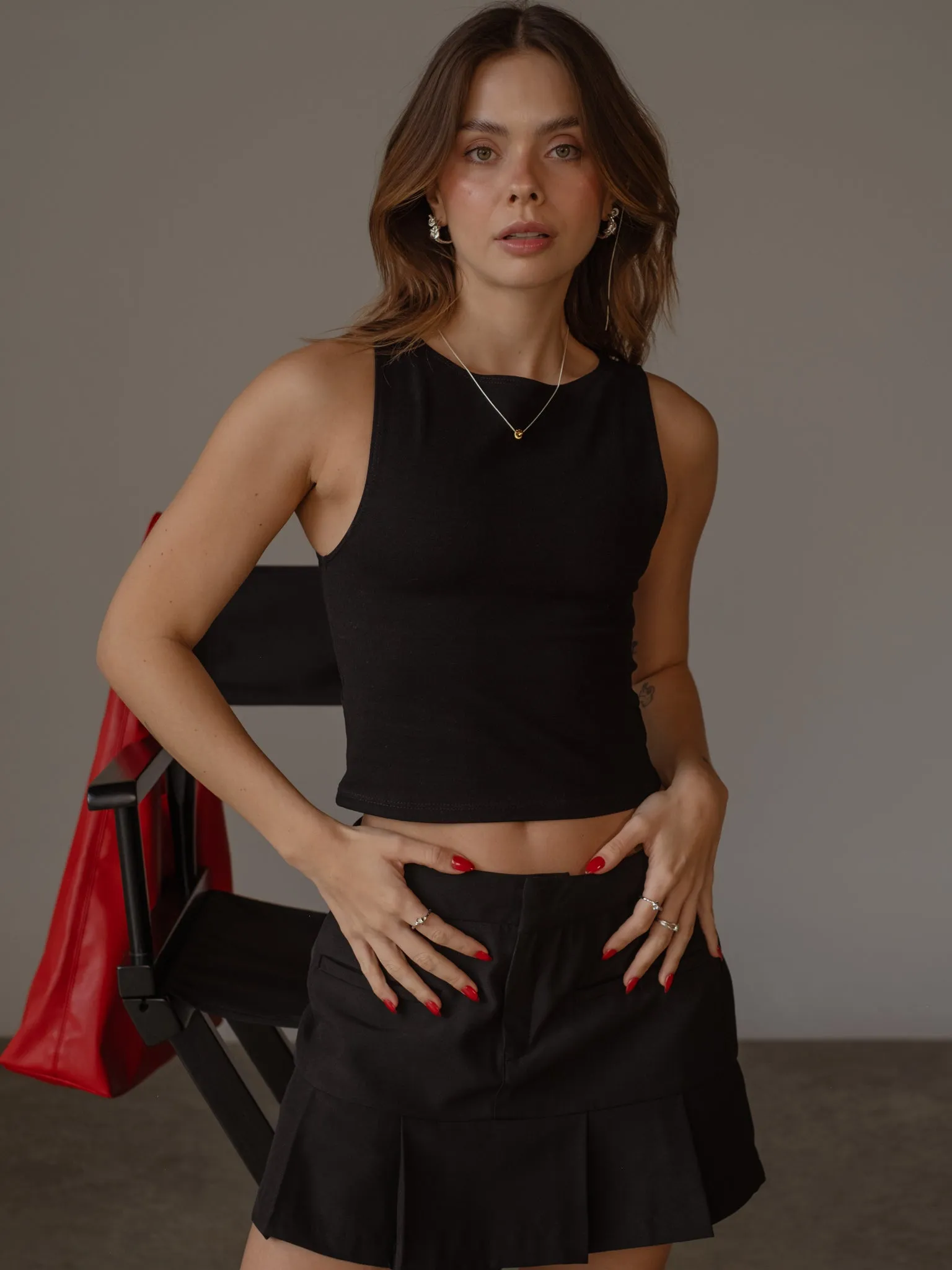 BOAT NECK TOP - BLACK