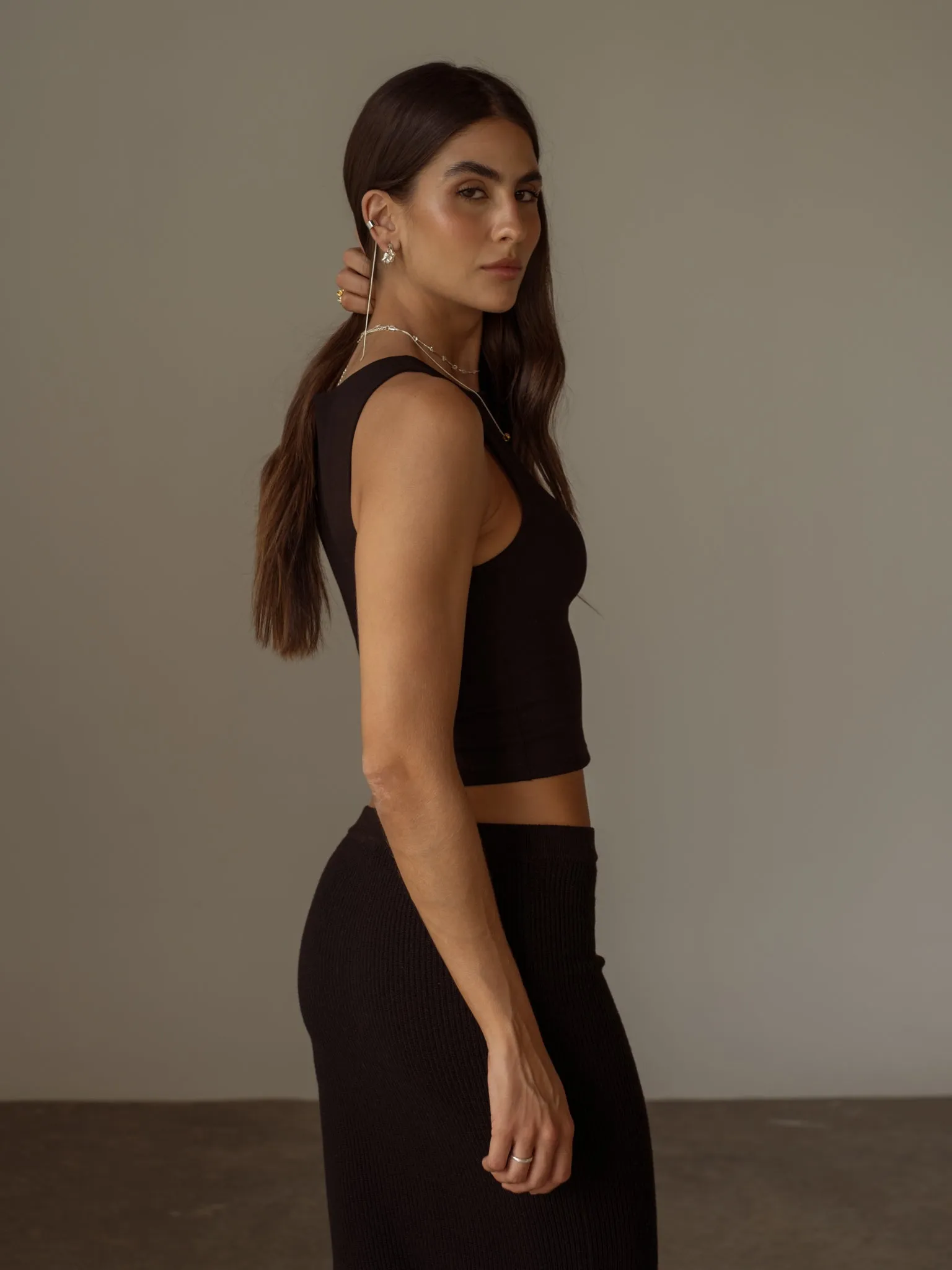 BOAT NECK TOP - BLACK