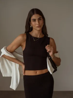 BOAT NECK TOP - BLACK