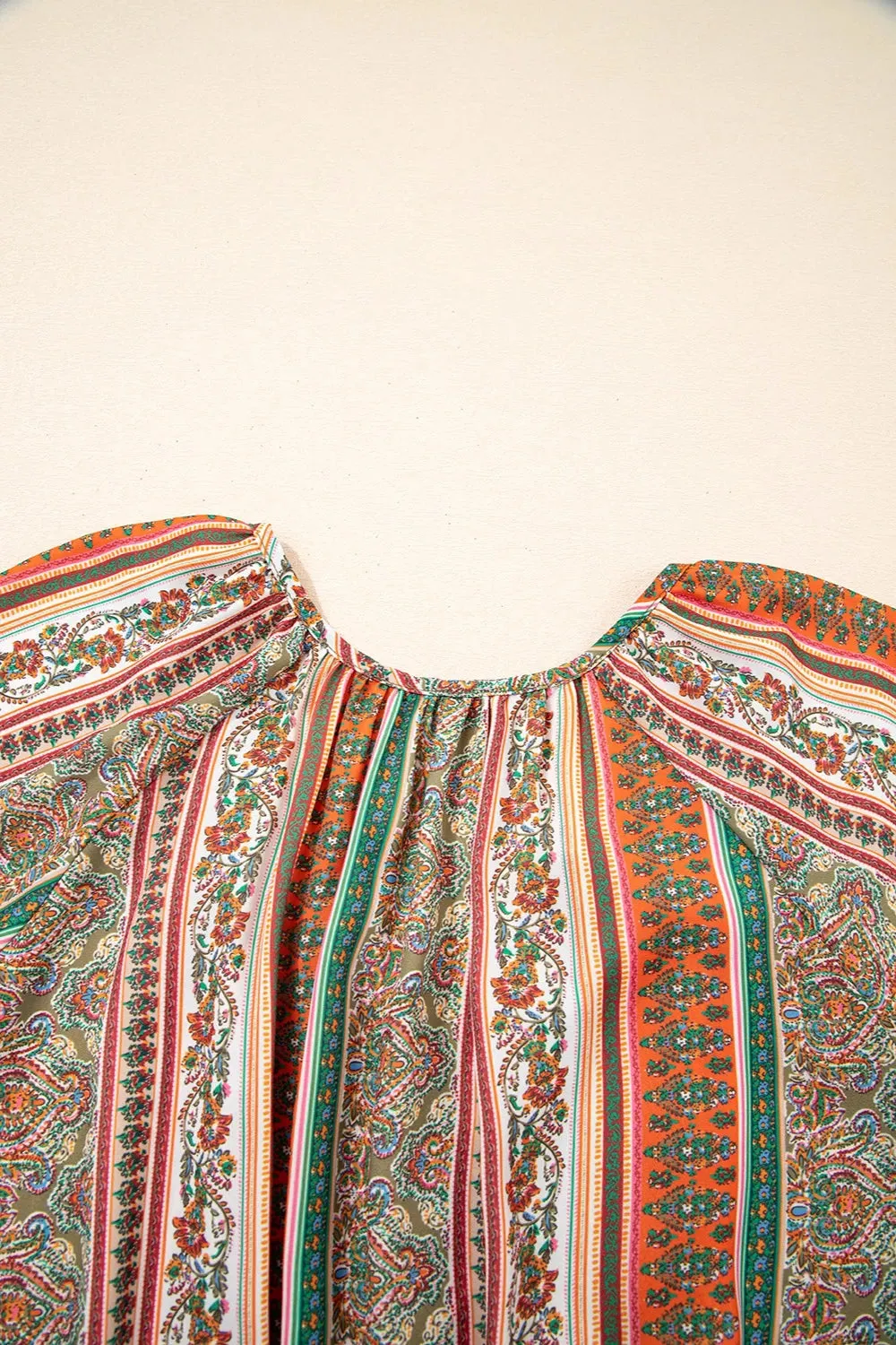 Bohemian Floral Print Buttoned V Neck Ruffle Tiered Dress