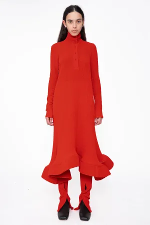 BOLD RED JERSEY RIPPLE DRESS