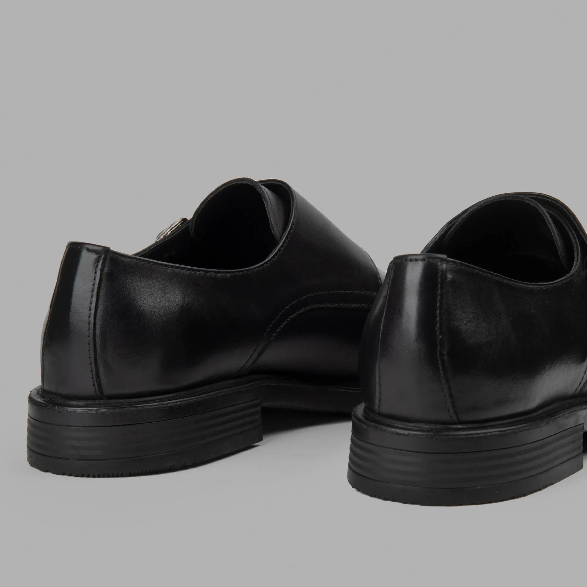 BRIO Genuine Leather Cap Toe Double Monk – Black