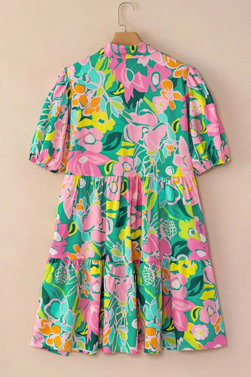 Button Down Floral Puff Sleeve Babydoll Dress