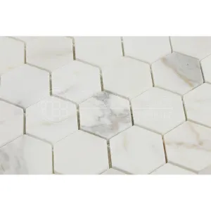 Calacatta Gold (Italian Calcutta) Marble 2 inch Hexagon Mosaic Tile, Polished