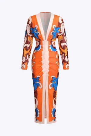 Calypso - Floral Hawaiian Pattern Woman's Long Sleeve Dress