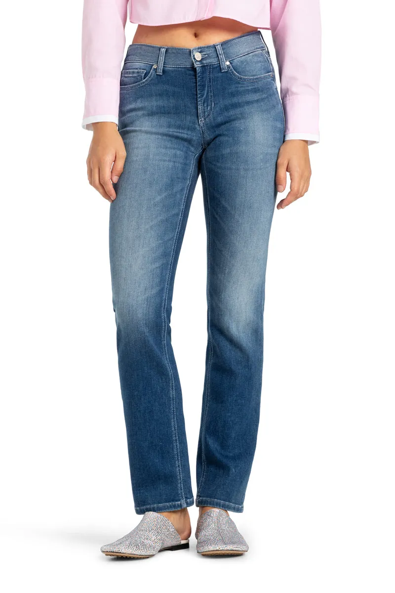 Cambio Piper long NY smal blå jeans med lyse sømmer