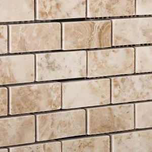 Cappuccino Marble 1 X 2 Brick Polished Mosaic Tile - 6" X 6" Sample