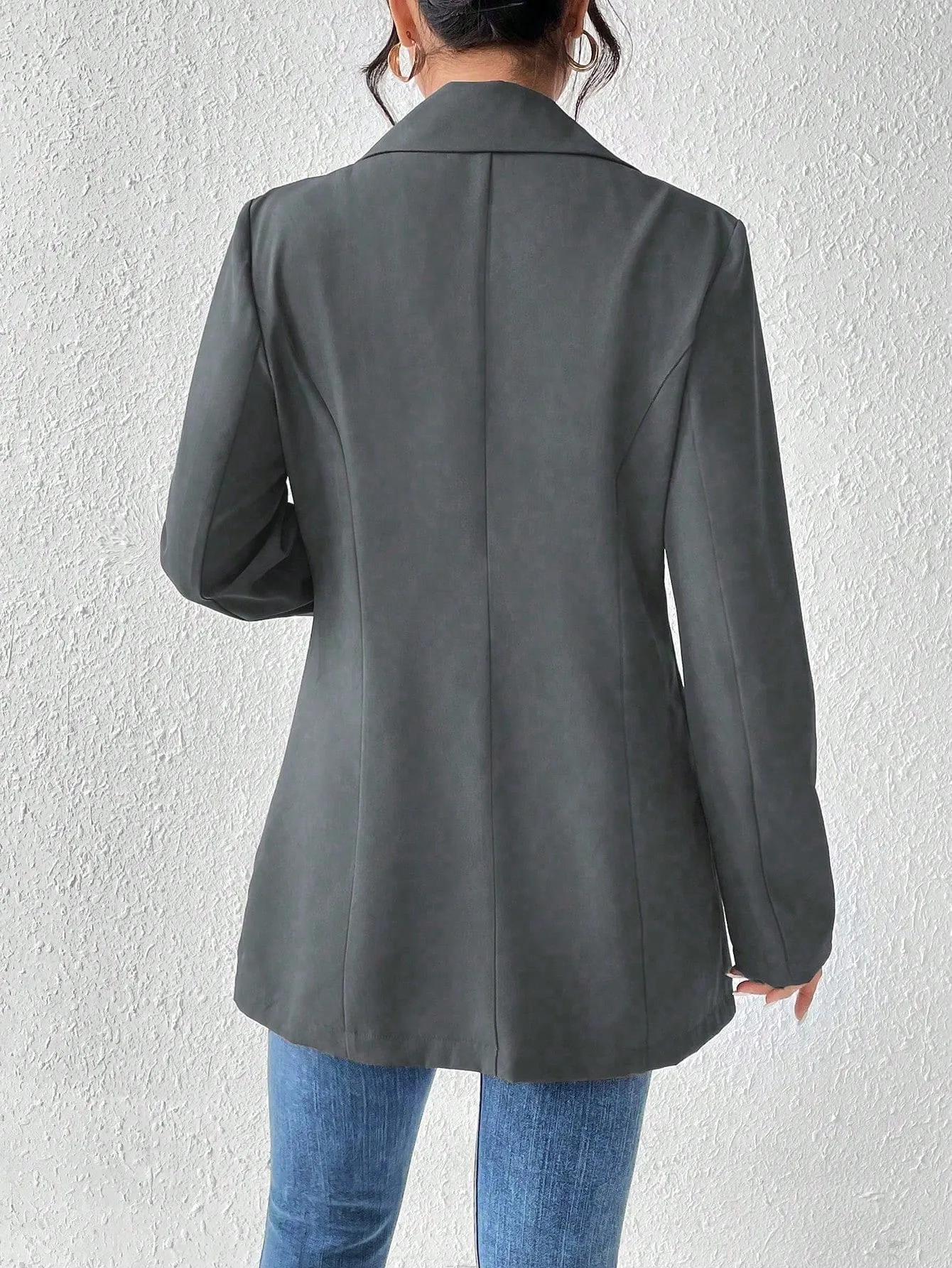 Cherry Vibes: Blazer Largo con Solapa para Mujeres en
