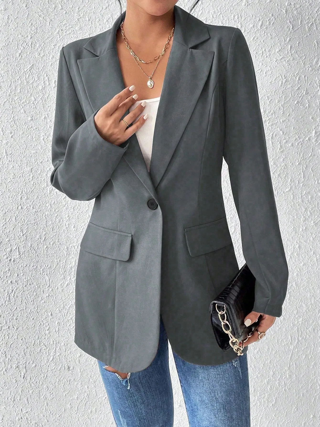 Cherry Vibes: Blazer Largo con Solapa para Mujeres en
