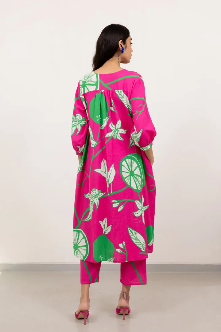 Citrus Grove Button-down Kurta set